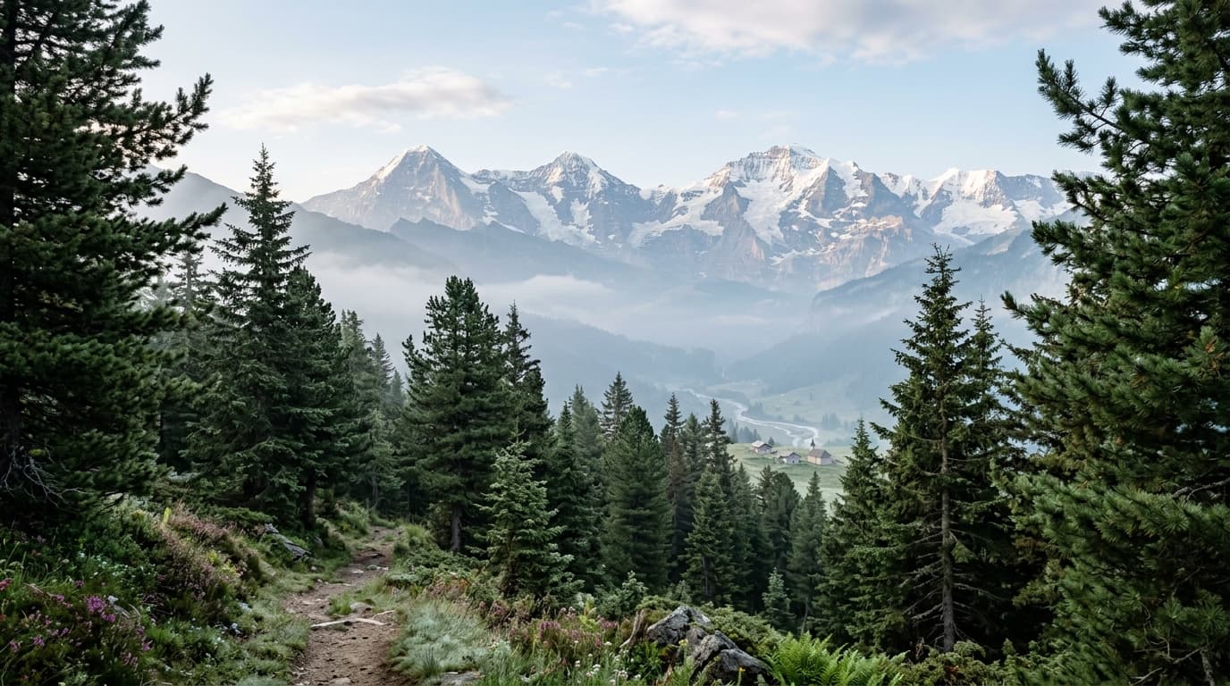 Scenic Alpine Mountain & Forest